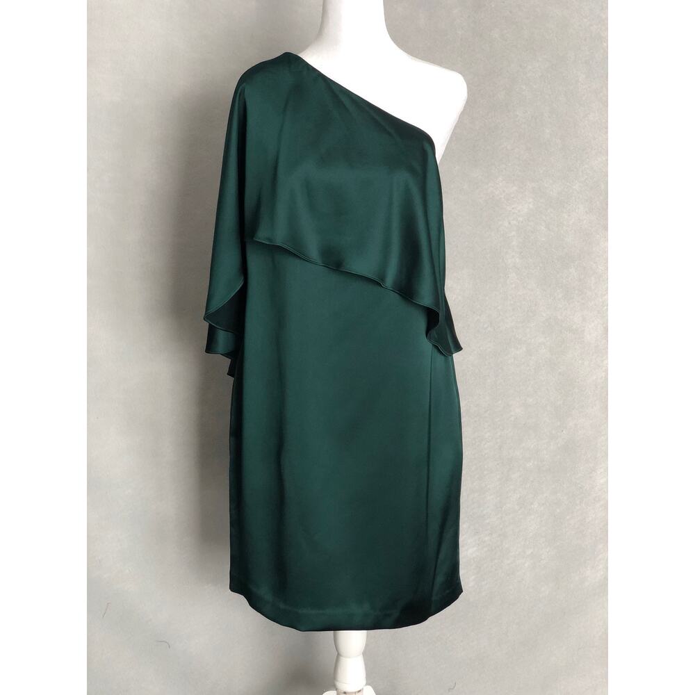 Lauren Ralph Lauren Mini Dress One Shoulder Green Women's Size 10 NEW